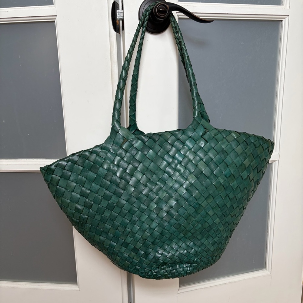 Dragon Diffusion Egola woven-leather basket bag green